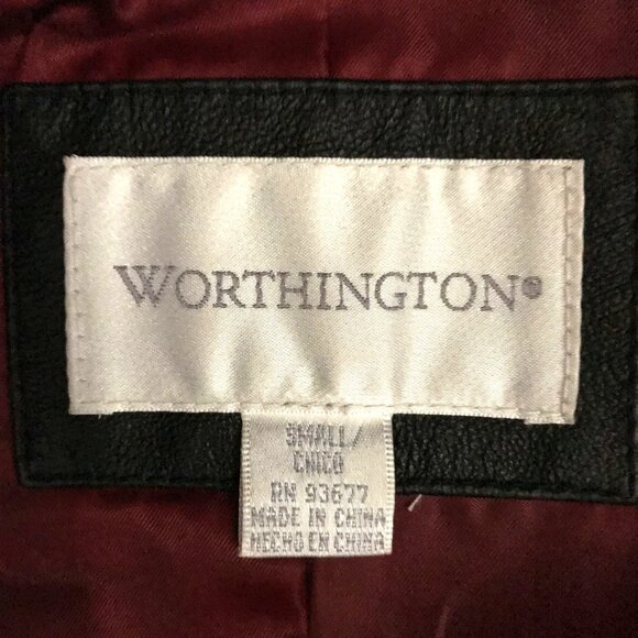 Worthington Womens Black Leather Zip Up Jacket Size Small EUC - Picture 5 of 10